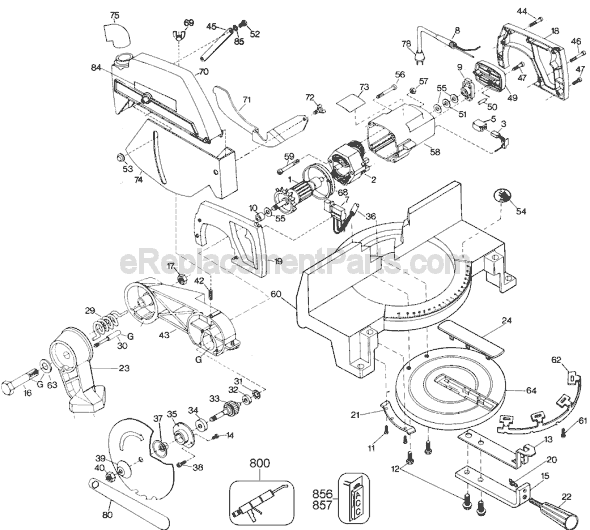Page A Diagram and Parts List for 1701-1 Type 1 Black and Decker Miter Saw